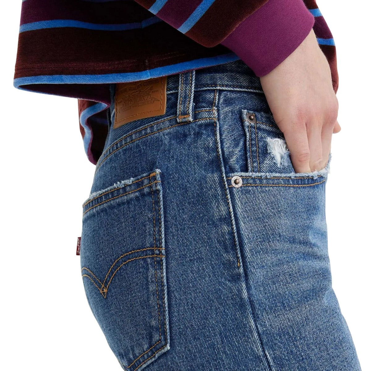 Denim - Side - Levis Womens-Ladies Middy Straight Jeans