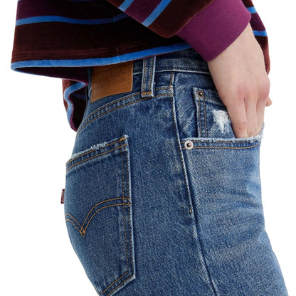 Denim - Side - Levis Womens-Ladies Middy Straight Jeans