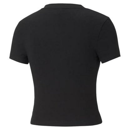 Black - Back - Puma Womens-Ladies Sportstyle Classic V Neck Crop T-Shirt