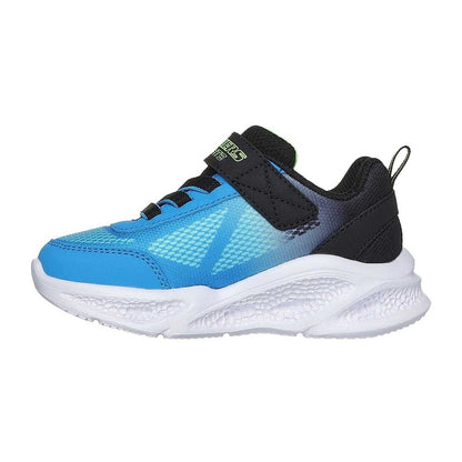 Blue-Black - Back - Skechers Boys S Lights Flex-Glow Bolt Leather Trainers