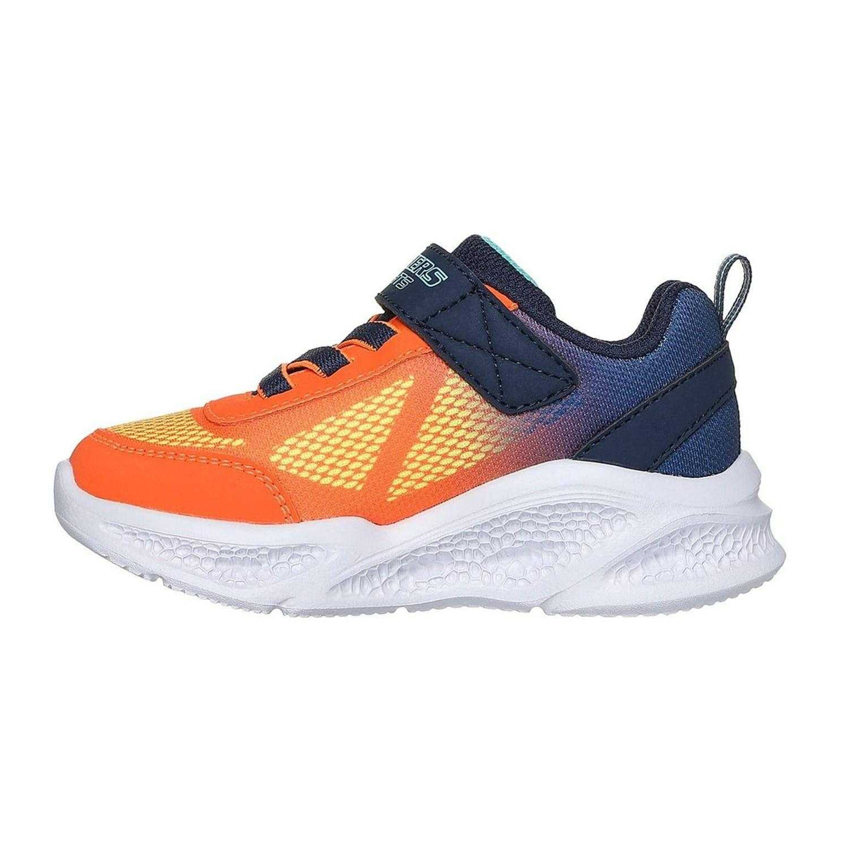 Orange-Navy - Back - Skechers Boys S Lights Flex-Glow Bolt Leather Trainers
