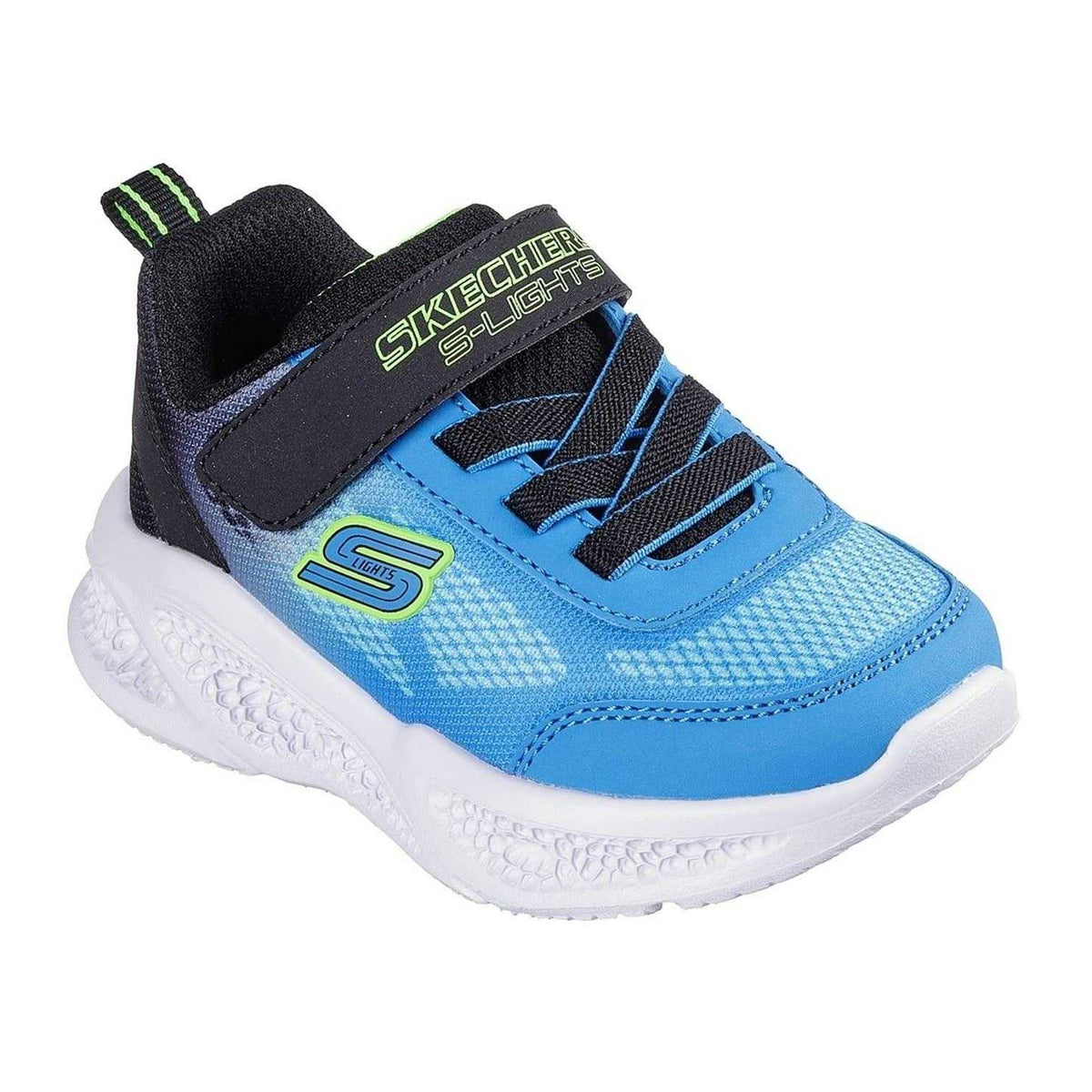 Blue-Black - Lifestyle - Skechers Boys S Lights Flex-Glow Bolt Leather Trainers