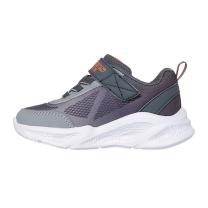 Grey-Orange - Side - Skechers Boys S Lights Flex-Glow Bolt Leather Trainers