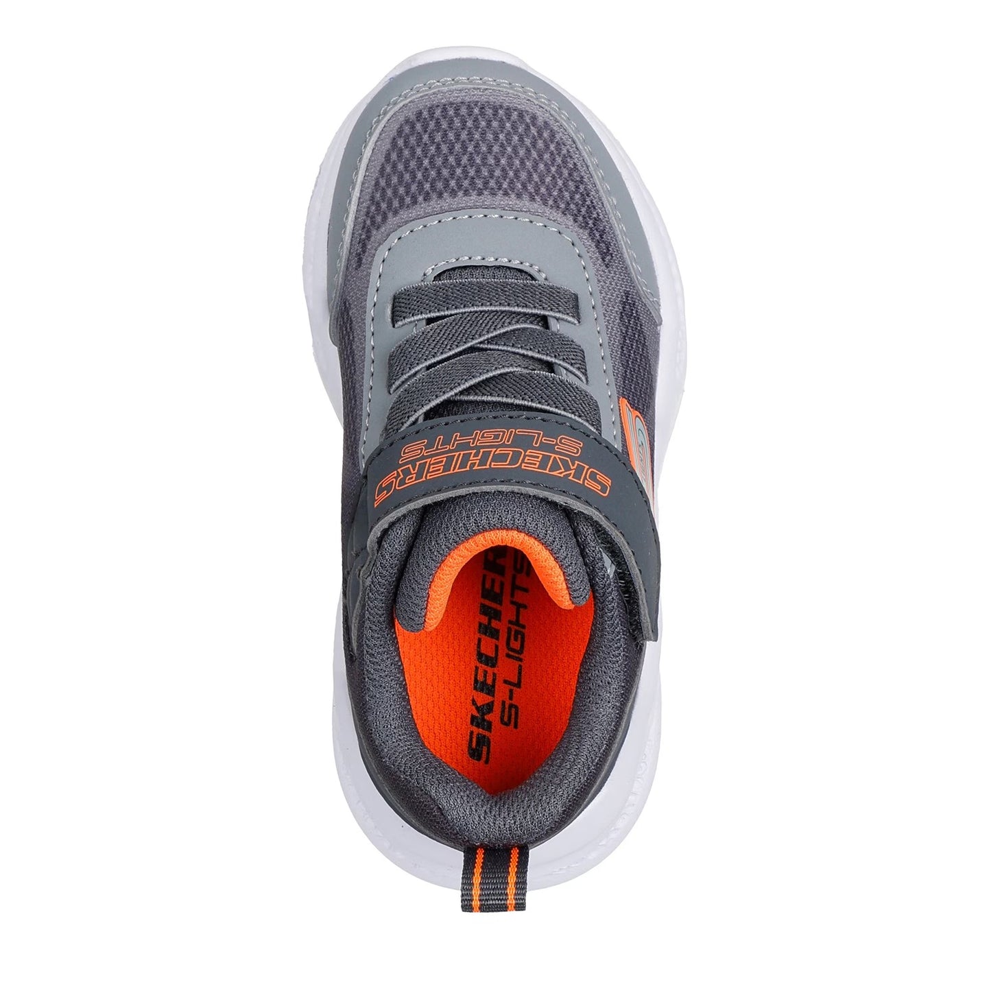 Grey-Orange - Lifestyle - Skechers Boys S Lights Flex-Glow Bolt Leather Trainers