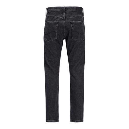 Black Denim - Back - Jack And Jones Mens Mid Rise Wide Leg Jeans