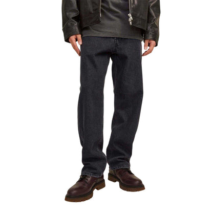 Black Denim - Side - Jack And Jones Mens Mid Rise Wide Leg Jeans