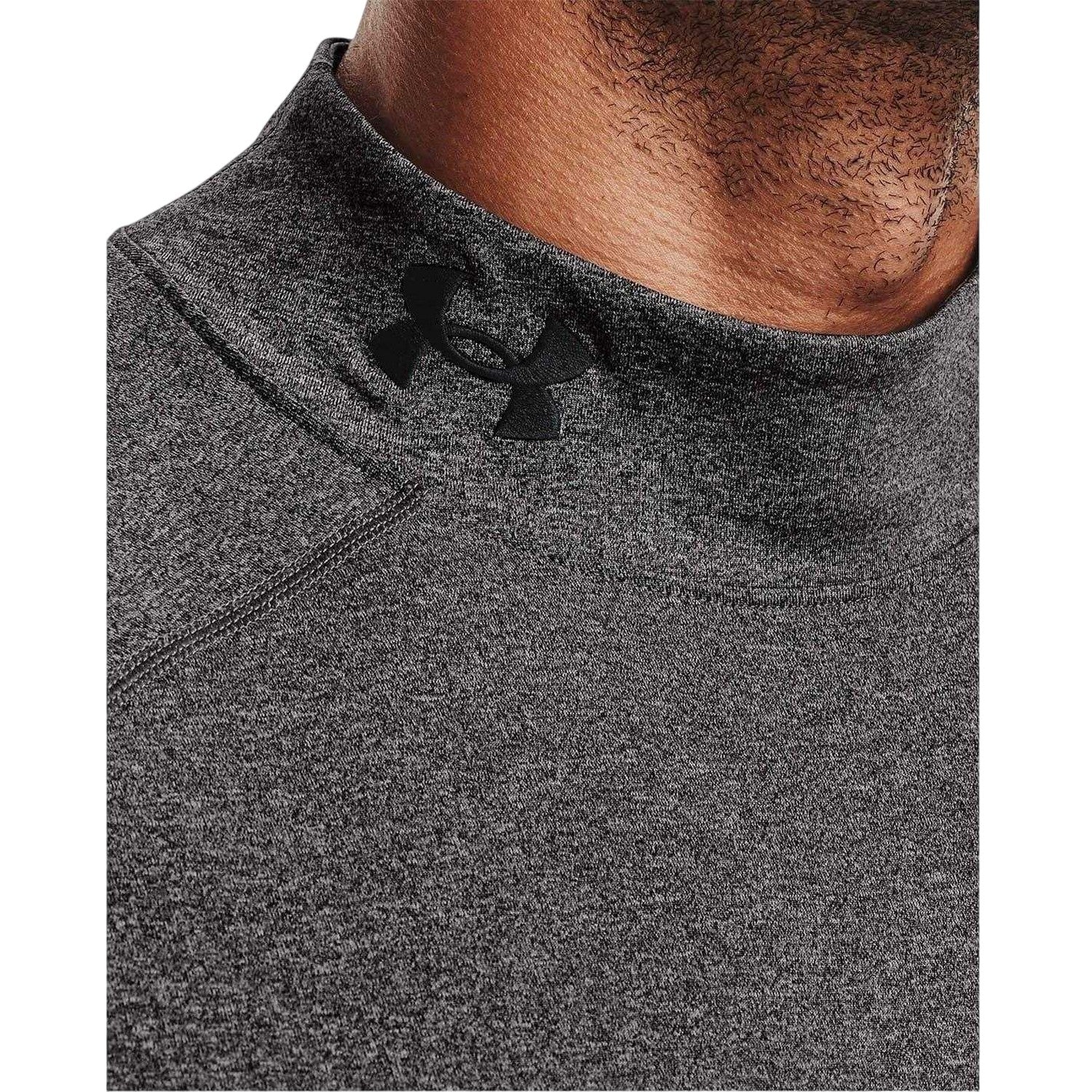 Grey Heather - Side - Under Armour Mens Mock Neck Raglan Long-Sleeved T-Shirt