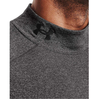 Grey Heather - Side - Under Armour Mens Mock Neck Raglan Long-Sleeved T-Shirt