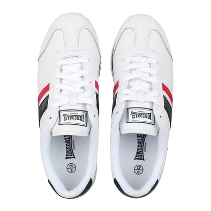 White-Navy-Red - Lifestyle - Lonsdale Mens Russell Classic Stripe Leather Trainers