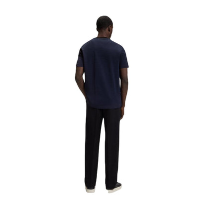 Dark Blue - Back - Boss Mens C-Thompson Ribbed Collar T-Shirt