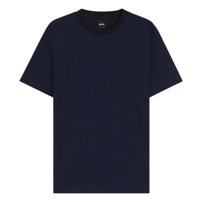 Dark Blue - Front - Boss Mens C-Thompson Ribbed Collar T-Shirt