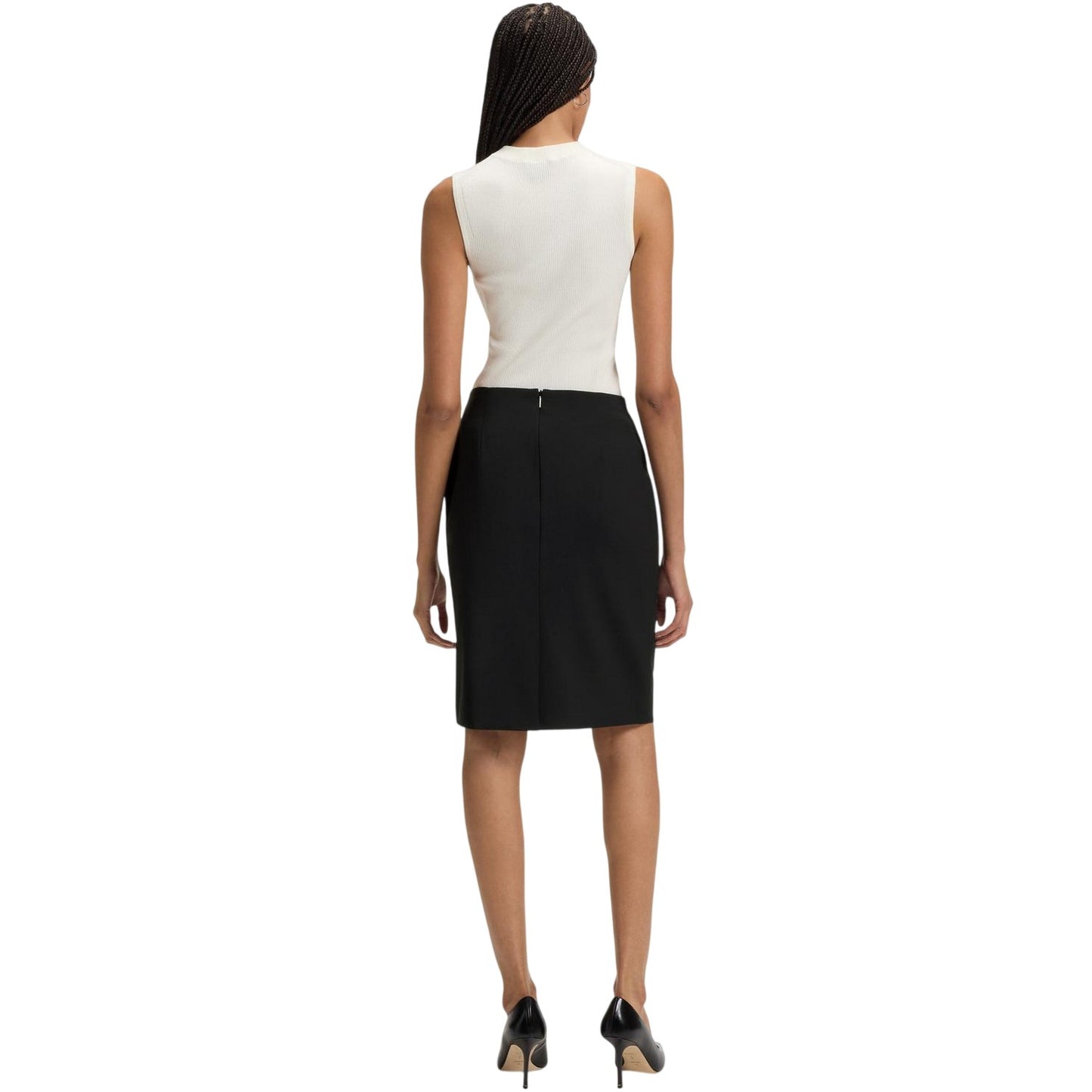 Black - Back - Boss Womens-Ladies Vileah Virgin Wool Pencil Skirt