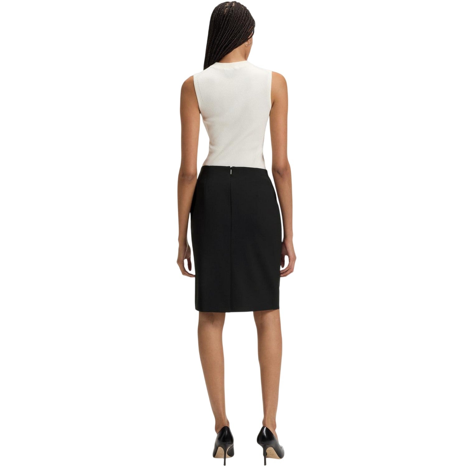 Black - Back - Boss Womens-Ladies Vileah Virgin Wool Pencil Skirt