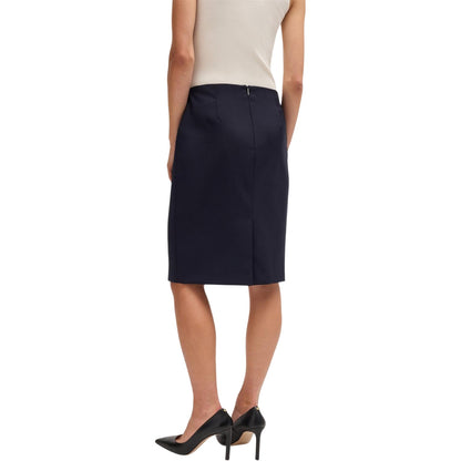 Dark Blue - Back - Boss Womens-Ladies Vileah Virgin Wool Pencil Skirt