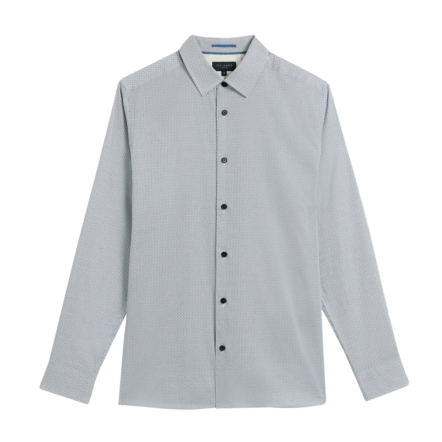 Navy - Front - Ted Baker Mens Alham Geometric Long-Sleeved Shirt