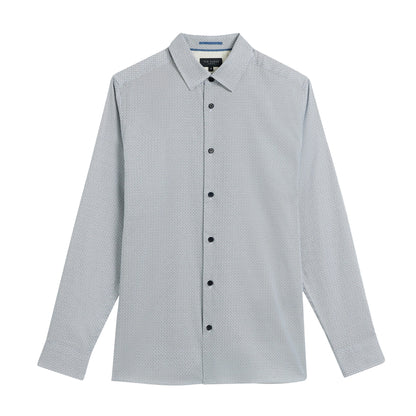 Navy - Front - Ted Baker Mens Alham Geometric Long-Sleeved Shirt