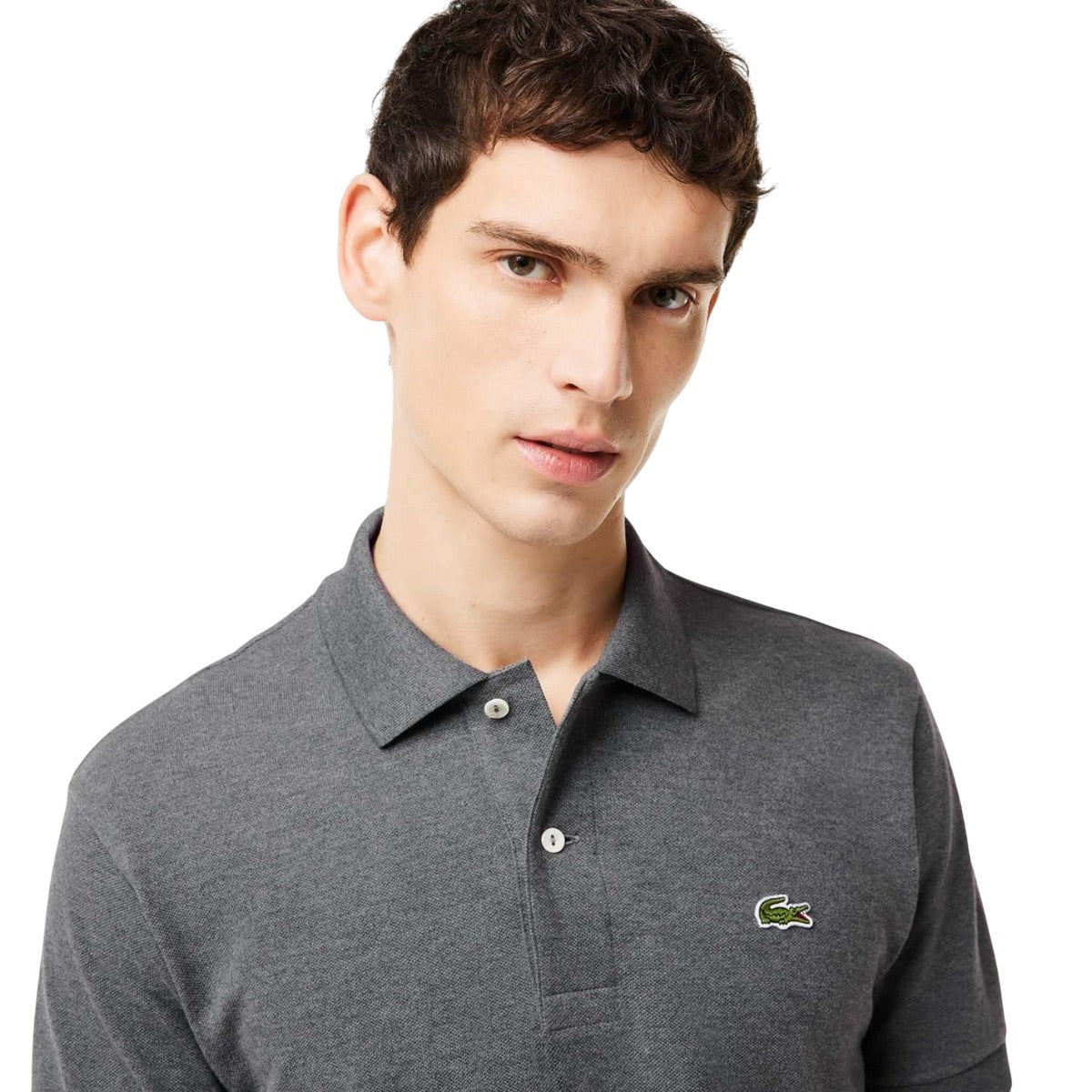 Grey - Lifestyle - Lacoste Mens Heathered Pique Petite Polo Shirt