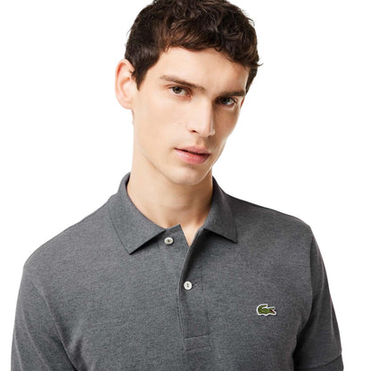 Grey - Lifestyle - Lacoste Mens Heathered Pique Petite Polo Shirt