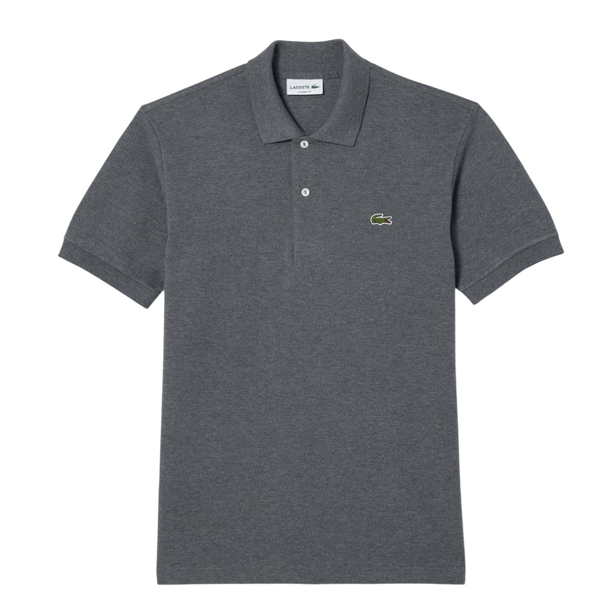 Grey - Front - Lacoste Mens Heathered Pique Petite Polo Shirt