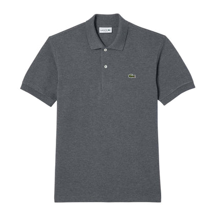 Grey - Front - Lacoste Mens Heathered Pique Petite Polo Shirt