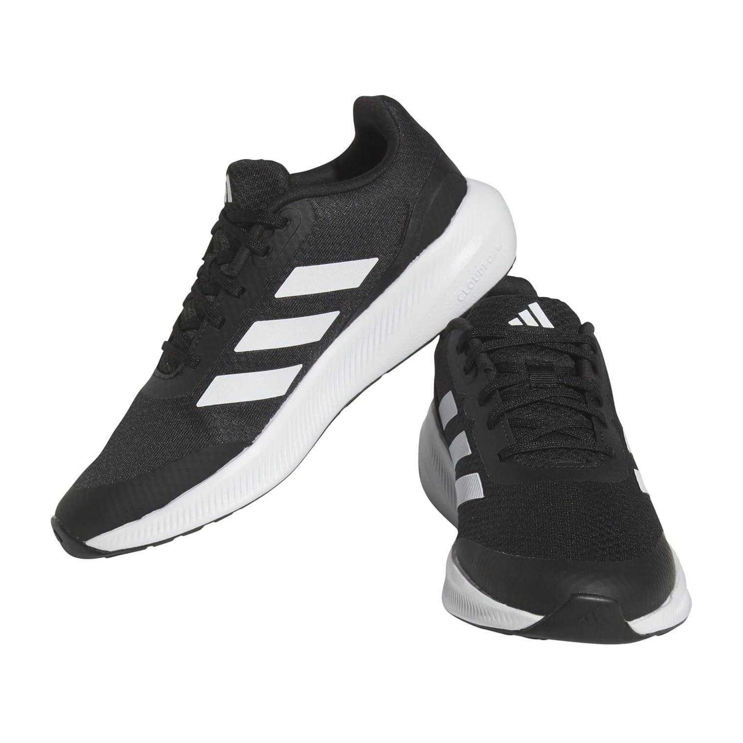 Black-White - Side - Adidas Childrens-Kids Runfalcon 3.0 Cloudfoam Trainers