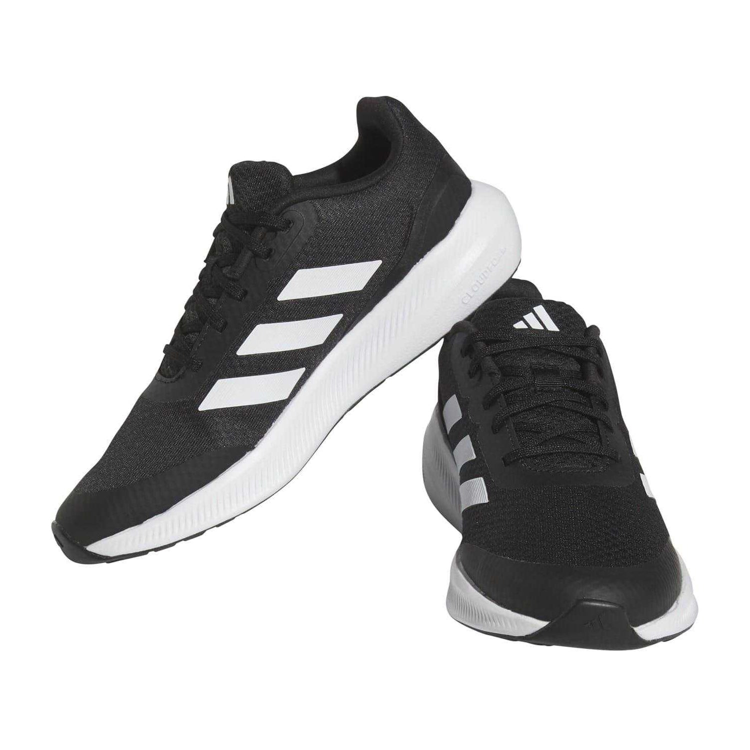Black-White - Side - Adidas Childrens-Kids Runfalcon 3.0 Cloudfoam Trainers