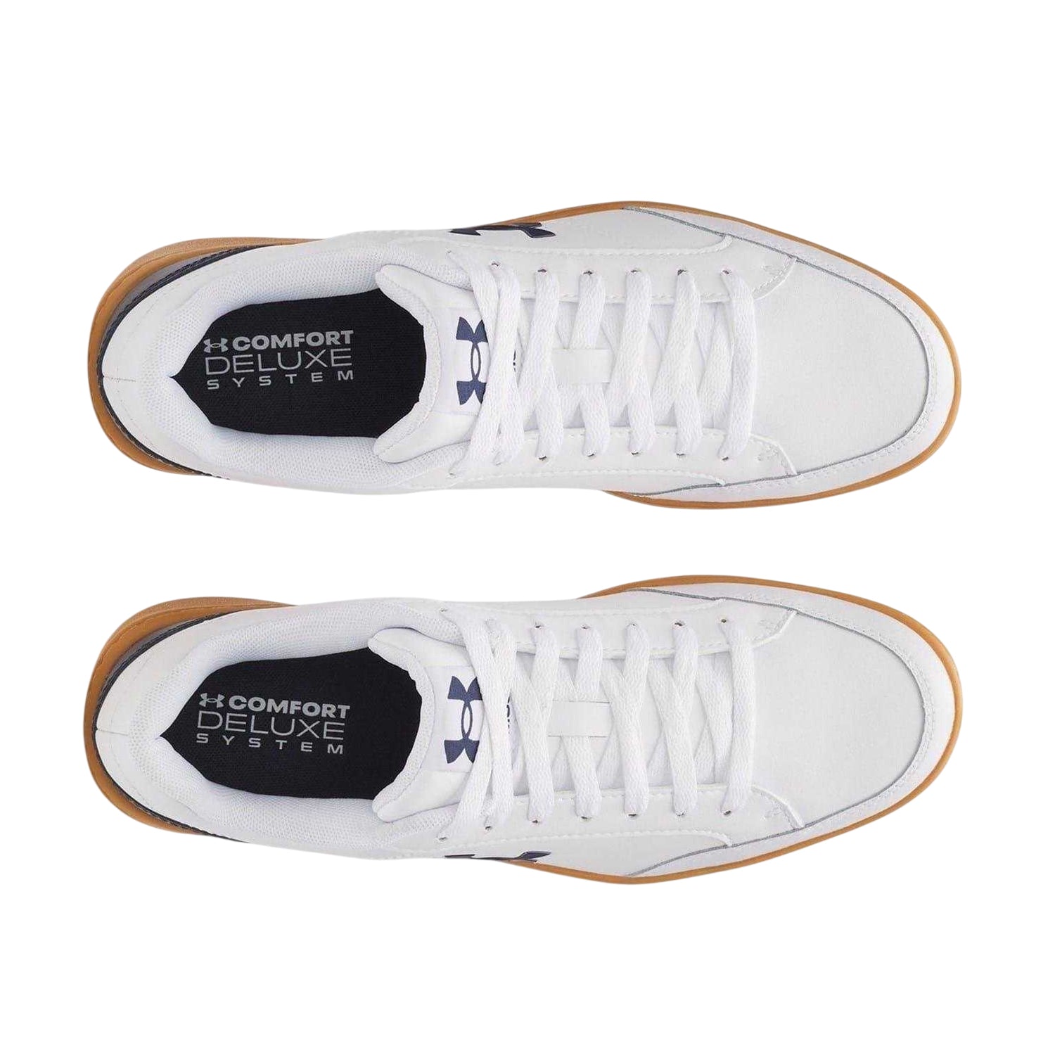 White-Gum-Navy - Side - Under Armour Mens Official Leather Shoes