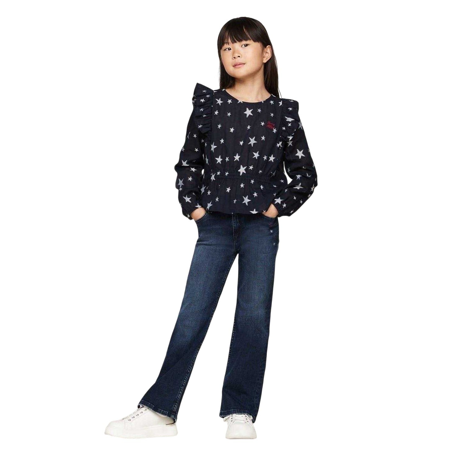 Blue-Black - Pack Shot - Tommy Hilfiger Girls Bootcut Jeans