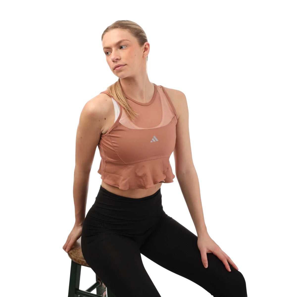 Grey - Lifestyle - Adidas Womens-Ladies Collective Power Aeroready Frill Crop Top