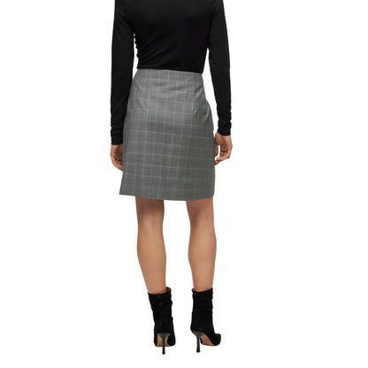 Grey - Back - Boss Womens-Ladies Vanata Plaid Skirt
