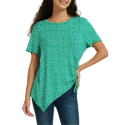 Green - Front - Be You Womens-Ladies Polka Dot Ruched Top