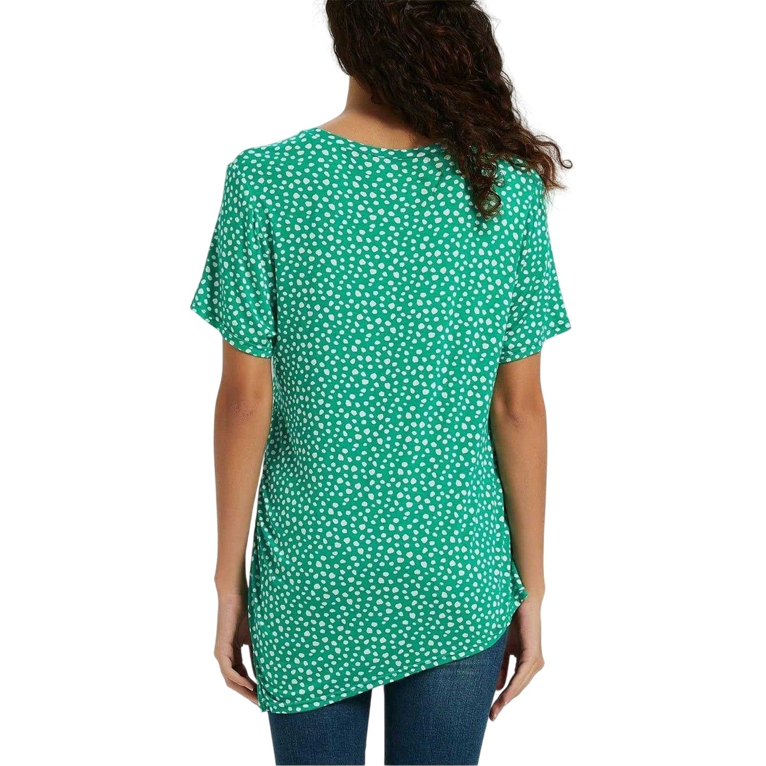 Green - Back - Be You Womens-Ladies Polka Dot Ruched Top