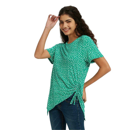 Green - Side - Be You Womens-Ladies Polka Dot Ruched Top