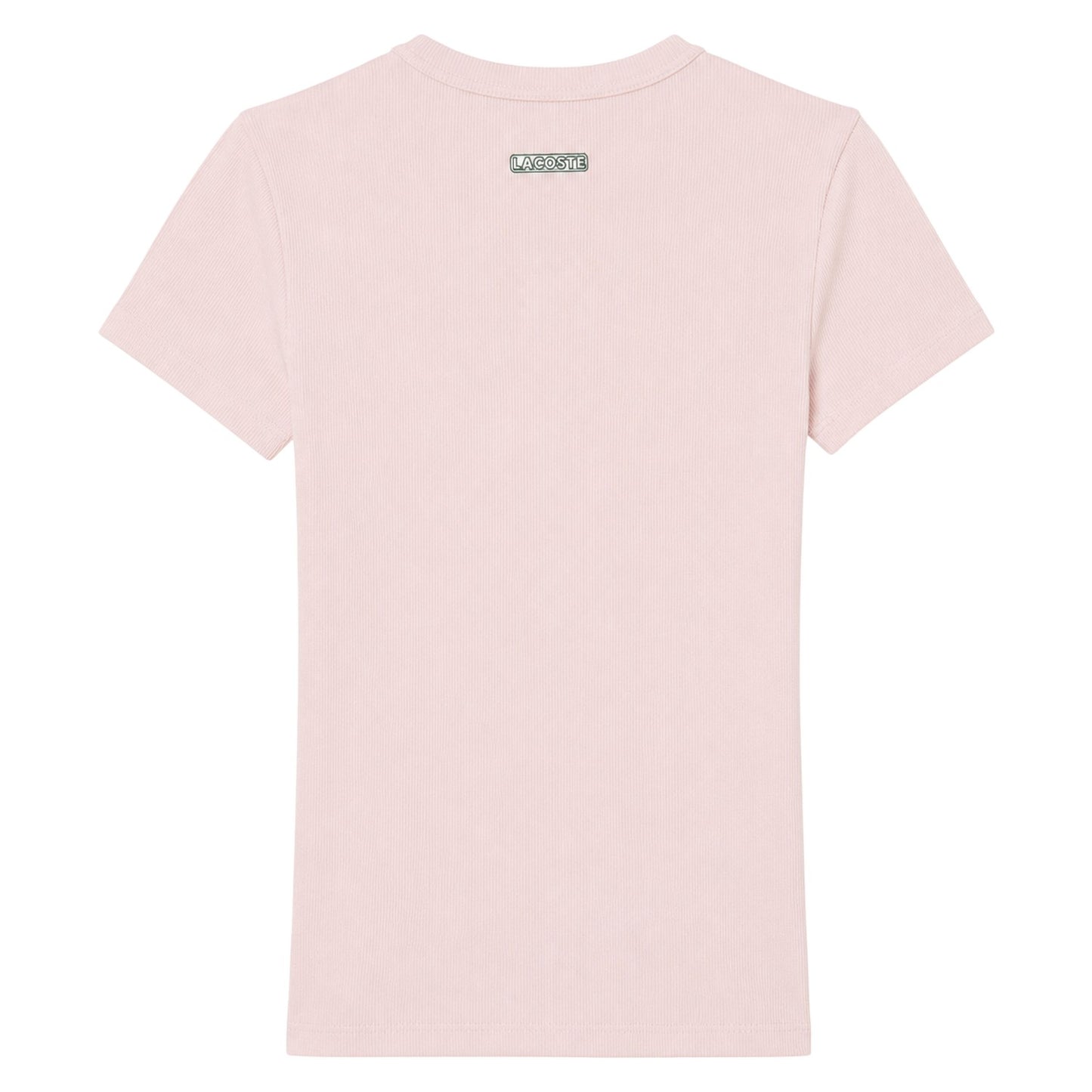 Pink - Back - Lacoste Womens-Ladies Ribbed Crew Neck Slim T-Shirt