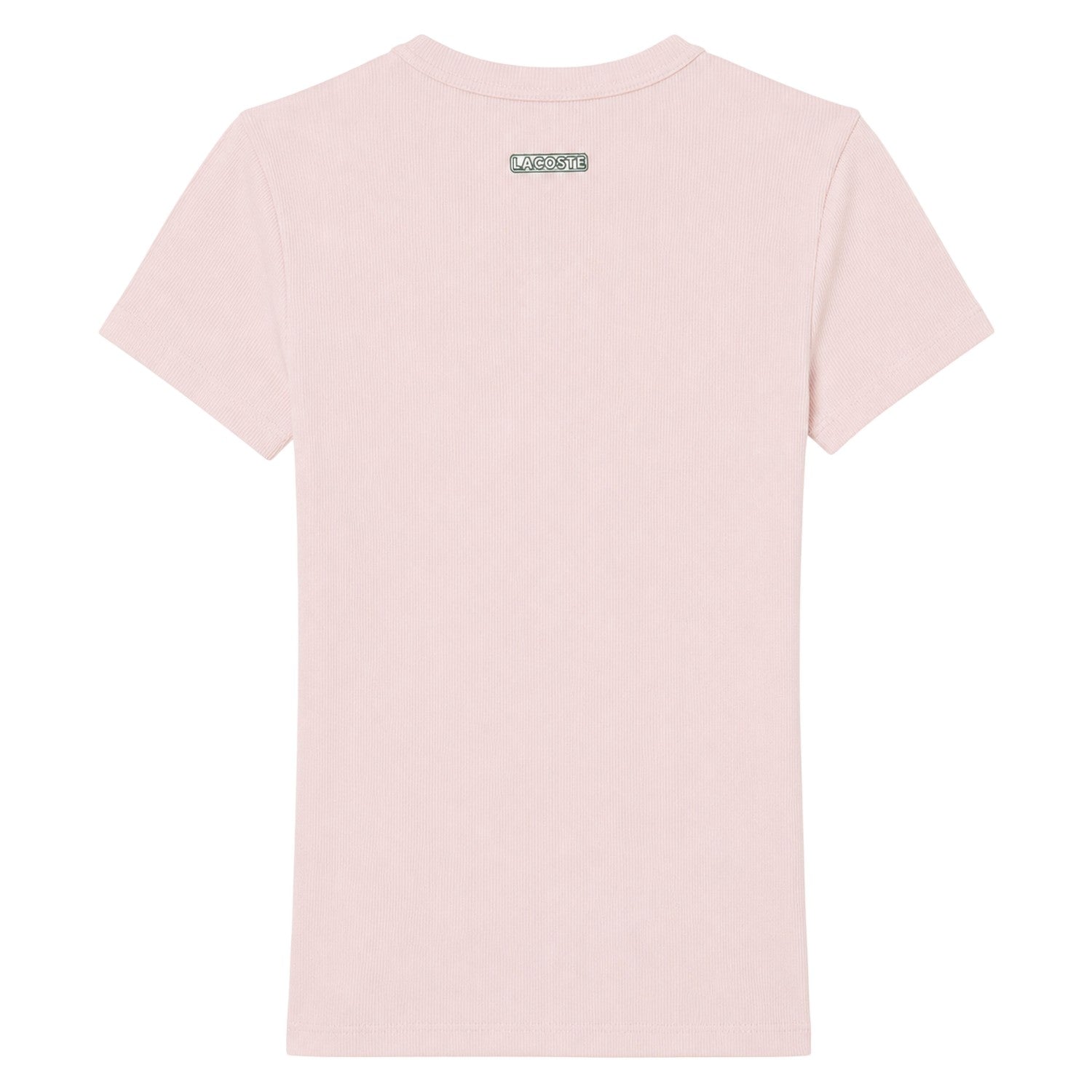 Pink - Back - Lacoste Womens-Ladies Ribbed Crew Neck Slim T-Shirt