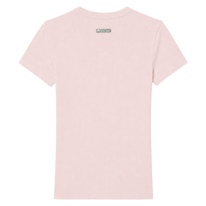 Pink - Back - Lacoste Womens-Ladies Ribbed Crew Neck Slim T-Shirt