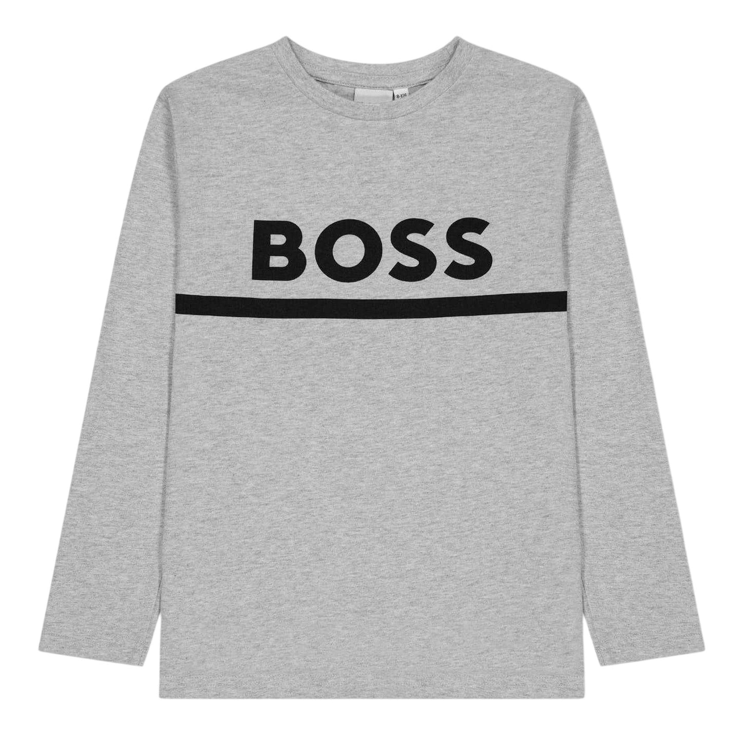 Grey - Front - Boss Childrens-Kids Logo Long-Sleeved T-Shirt