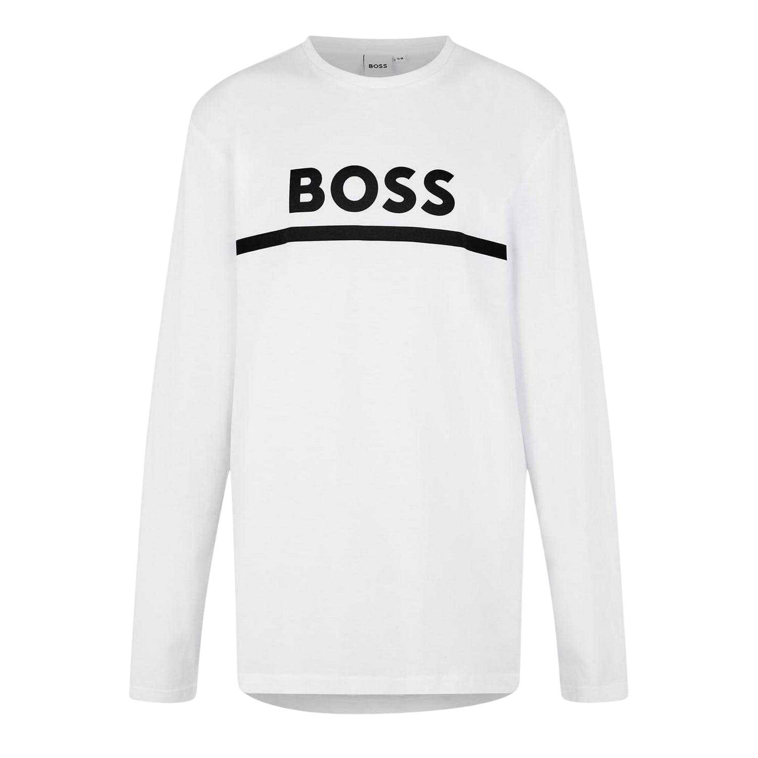 White - Front - Boss Childrens-Kids Logo Long-Sleeved T-Shirt