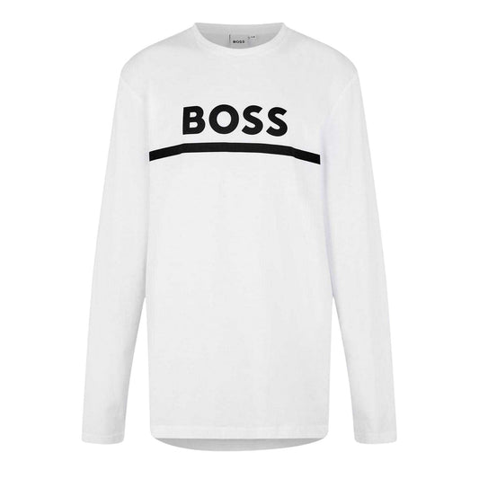White - Front - Boss Childrens-Kids Logo Long-Sleeved T-Shirt
