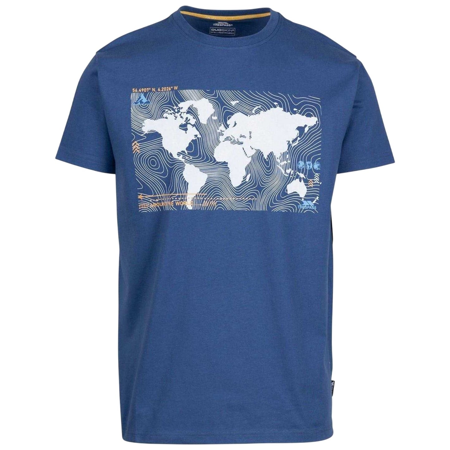 Indigo - Front - Trespass Mens Chera Topographic Crew Neck T-Shirt