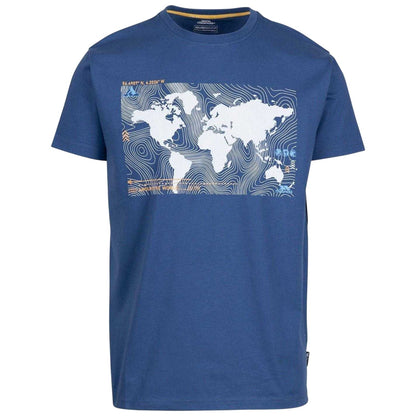 Indigo - Front - Trespass Mens Chera Topographic Crew Neck T-Shirt