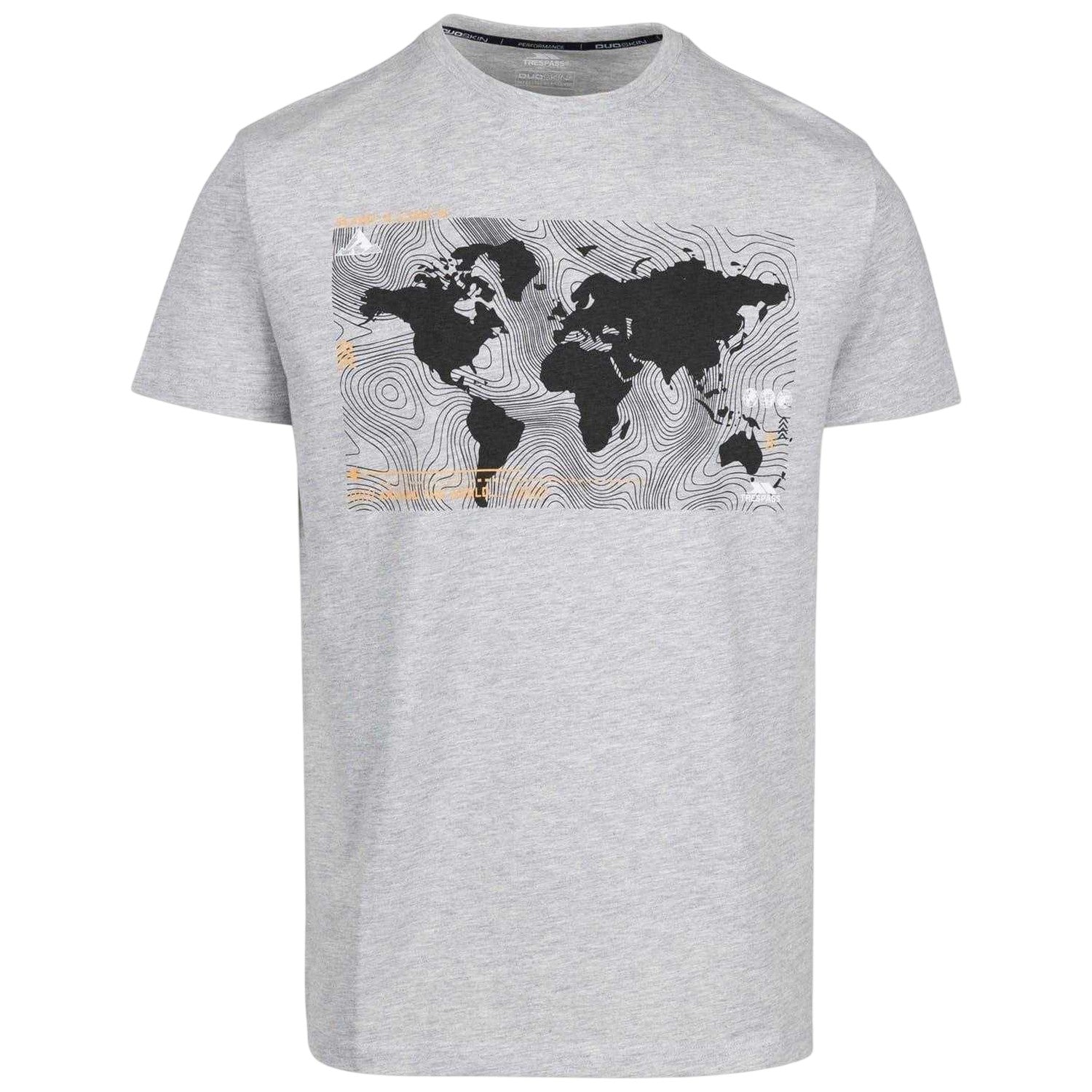 Grey Marl - Front - Trespass Mens Chera Topographic Crew Neck T-Shirt