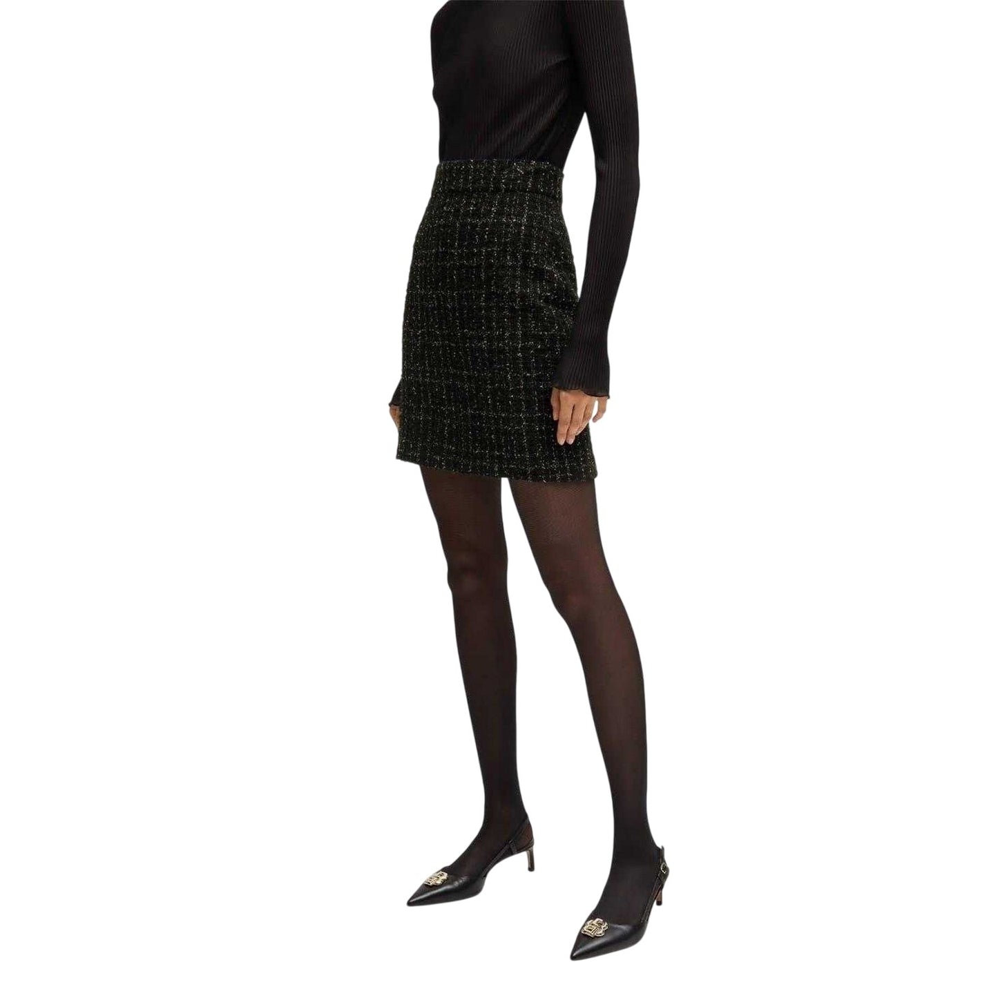 Black - Side - Boss Womens-Ladies Viliana Regular Mini Skirt