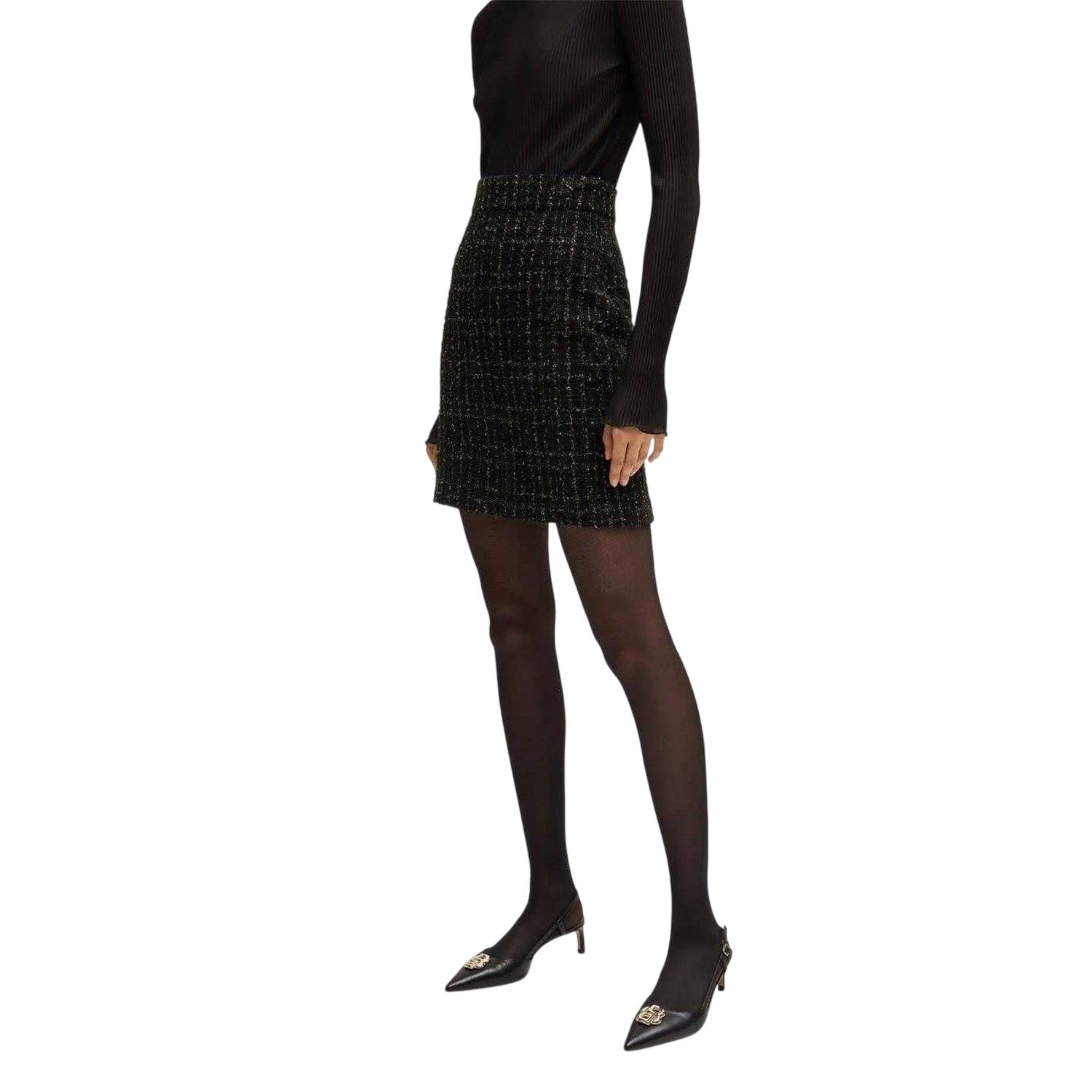 Black - Side - Boss Womens-Ladies Viliana Regular Mini Skirt