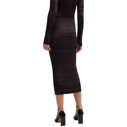 Dark Burgundy - Back - Boss Womens-Ladies Farmina Knitted Midi Skirt