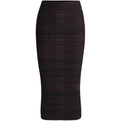 Dark Burgundy - Front - Boss Womens-Ladies Farmina Knitted Midi Skirt