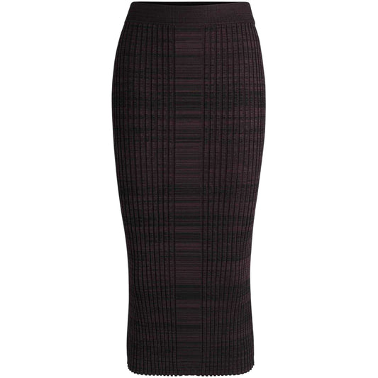 Dark Burgundy - Front - Boss Womens-Ladies Farmina Knitted Midi Skirt