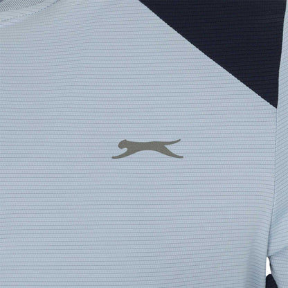 Blue-Navy - Side - Slazenger Mens Logo Woven Zip Neck Golf T-Shirt