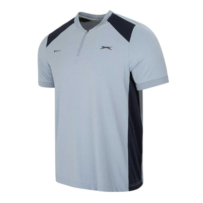 Blue-Navy - Lifestyle - Slazenger Mens Logo Woven Zip Neck Golf T-Shirt