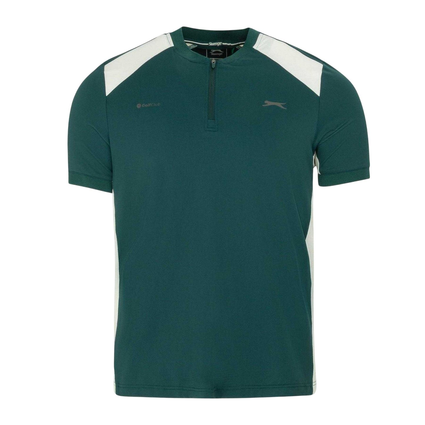 Green-White - Front - Slazenger Mens Logo Woven Zip Neck Golf T-Shirt